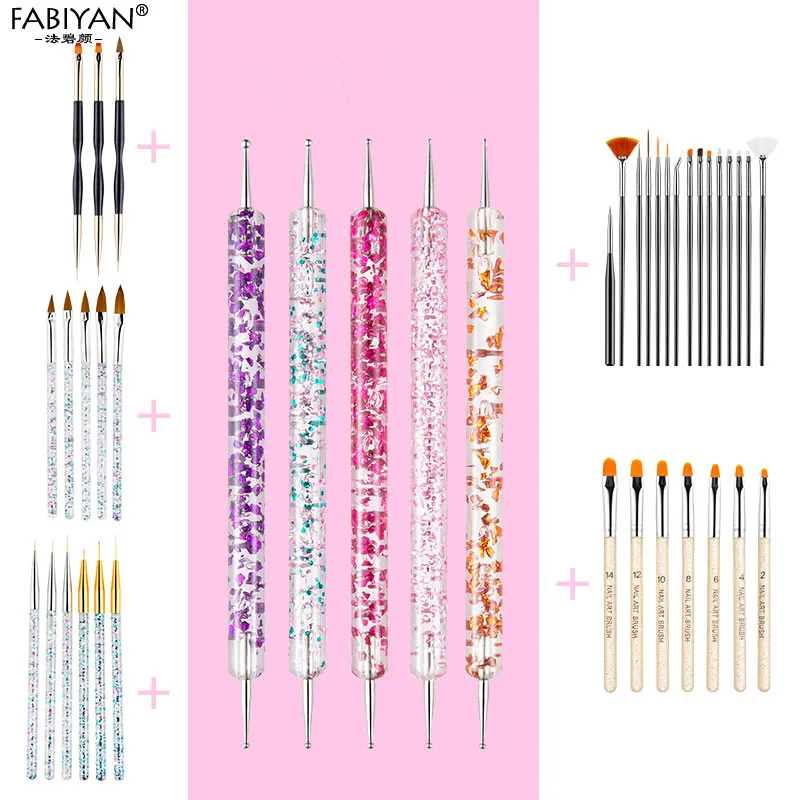 Кисти для нейл-арта с тонким акриловым лайнером и точечным стержнем удлинитель