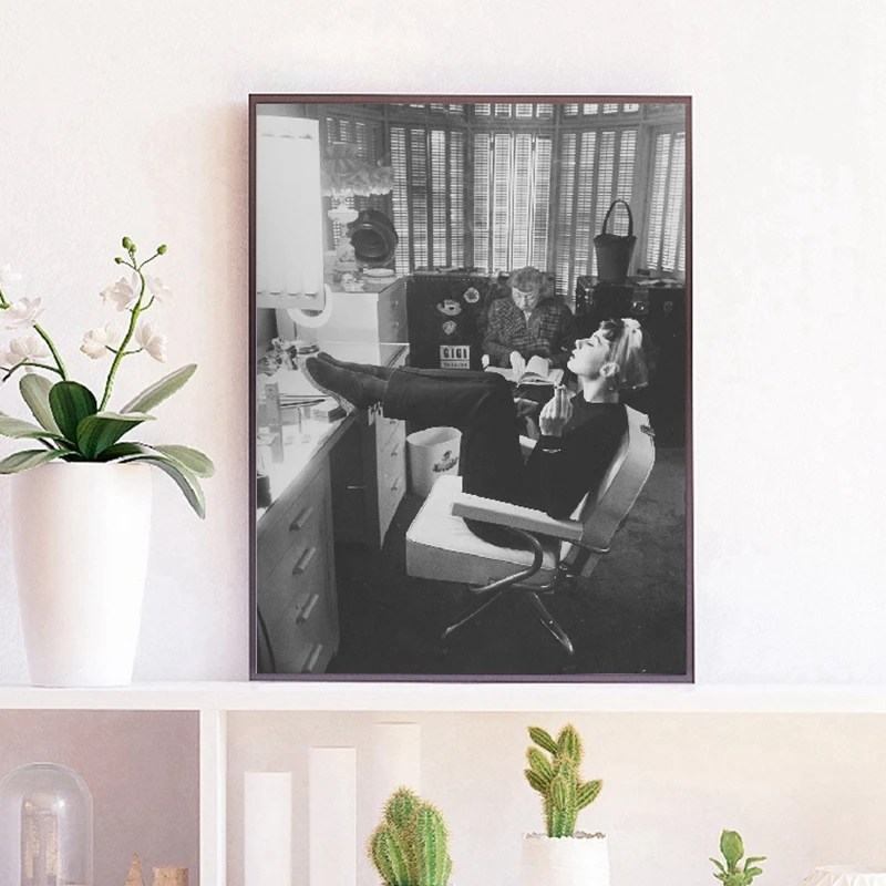 Одри фото Хепберн черный белый плакат на холсте принты Модная девушка фильм