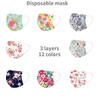 10 шт., одноразовая маска для лица с цветочным принтом
