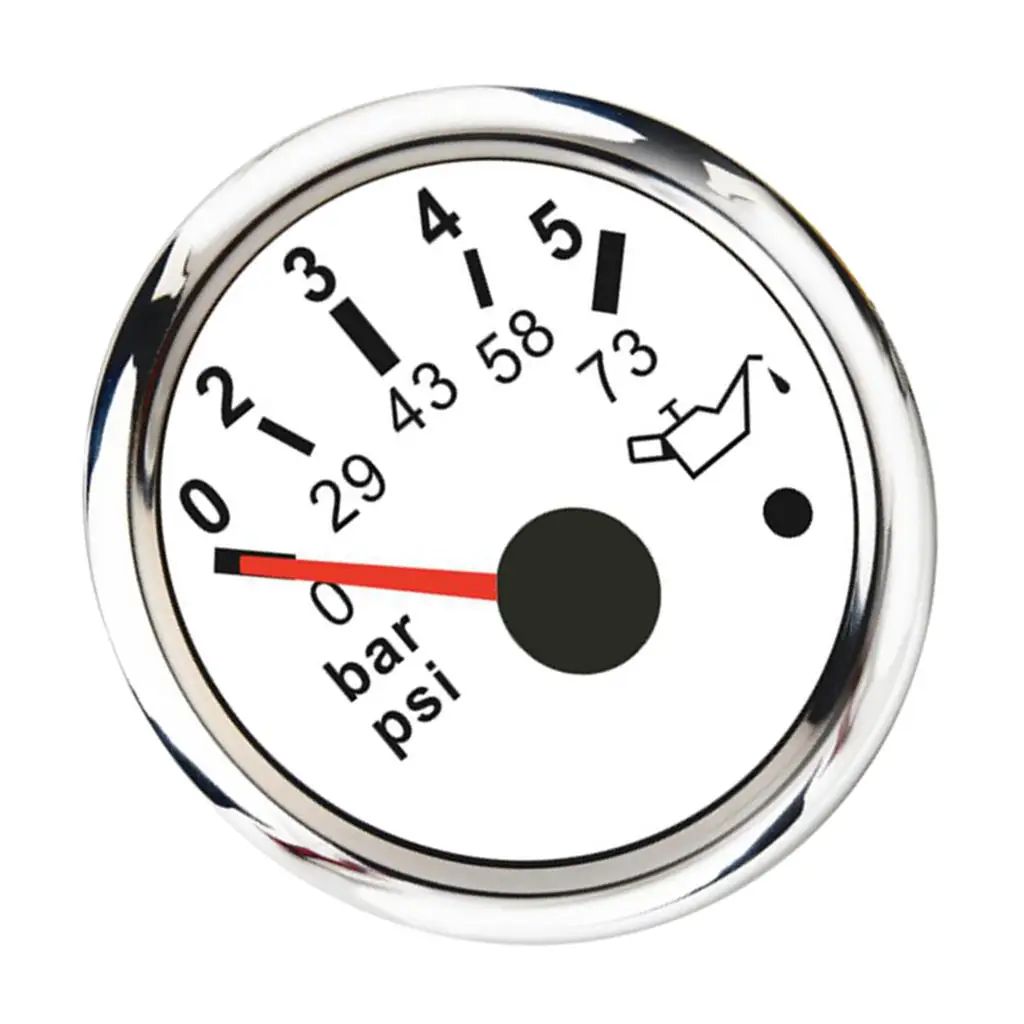 

Манометр MagiDeal 52 мм, измеритель давления масла 0 ~ 5 бар 0 ~ 73PSI для морской лодки, белый