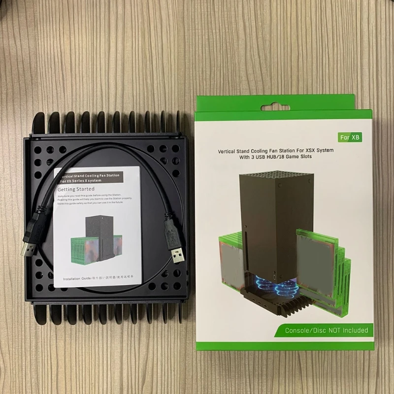 

24BB for xbox Series X Cooling Fan Vertical Stand Dual Controller Charging Dock Station Cooler Base