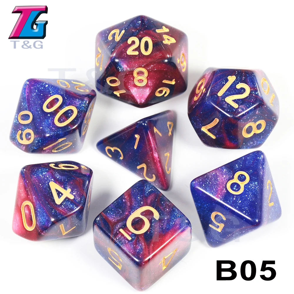 Супер Вселенная Галактика игральные кости DND набор D4-D20 Подземелья и Драконы РПГ лучшие подарки 15 цветов на выбор - Цвет: B05