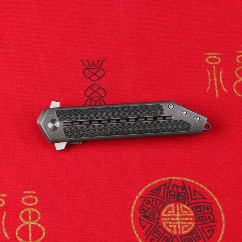 Складной нож LOVOCOO S35VN blade CF + титановая ручка Карманный Походный для выживания