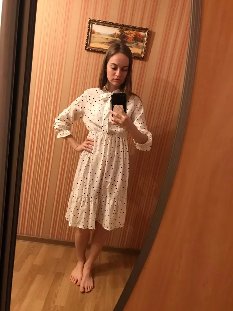 Корейская черная рубашка Vestidos для офиса в горошек, винтажные осенние платья, женское платье Pring, миди платье с цветочным рисунком и длинным рукавом для женщин
