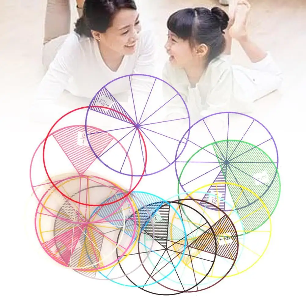 12 шт/лот математические дроби круги игрушки Пластиковые пронумерованные фишки