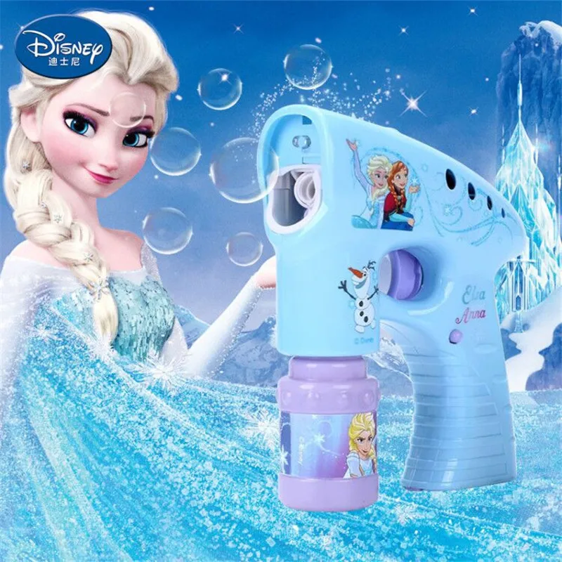 

Original Disney kids toys electric bubble gun watertight sound and light safety frozen2 Elsa space Toys bubble machine