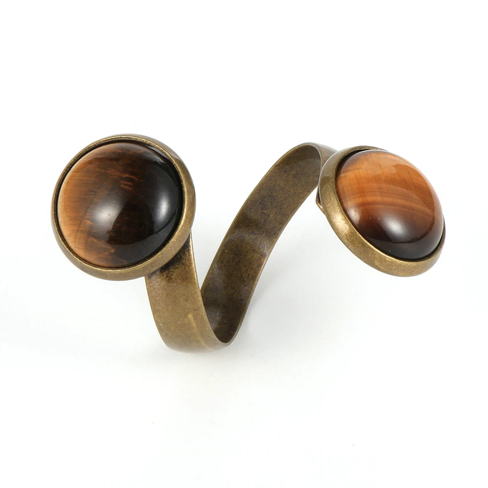 Модные мужские и женские кольца с натуральным камнем 2020 новое двойное кольцо