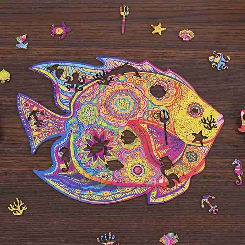 

Puzzle Wooden Puzzle Cartoon Animal Wood Jigsaw Puzzles Cartoon Lion Christmas Gift Toys Early Toy Dragon Educational For K H9G1