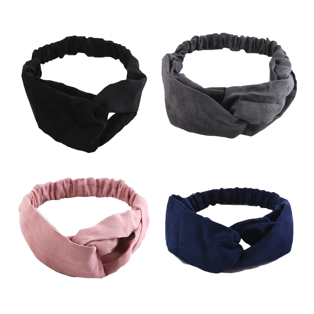 

Women Summer Autumn Suede Headband Vintage Cross Knot Elastic Hair Bands Soft Solid Girls Hairband Hair Accessories