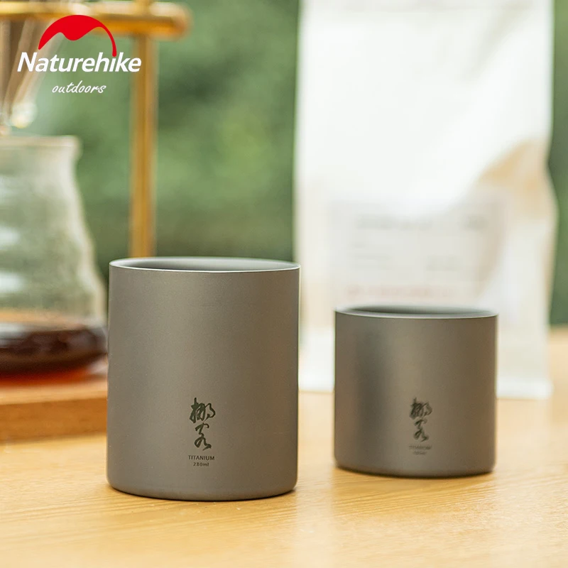 

Naturehike Camping Titanium Cup 3 Sizes Ultralight Double Layer Portable Tea Cup Tableware 120/180/280ml Water Outdoor Picnic