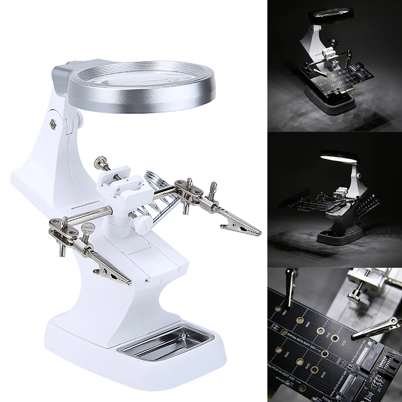 

LED Lamp Repair Magnifying Glass Soldering Iron Magnifier Stand Lamp 360 Degree Adjustment Angle Circuit Board Desktop