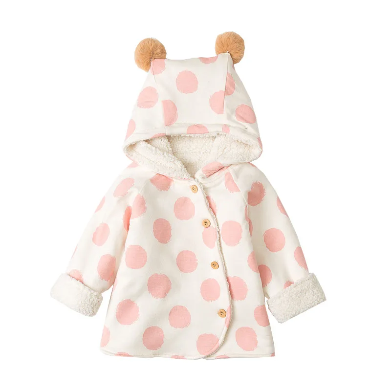 Детская одежда парки в горошек с принтом Детское пальто для девочек верхняя