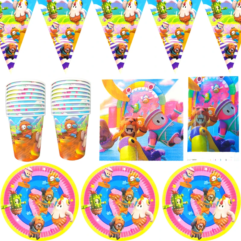 

51pcs/lot Guy Theme Tablecloth Happy Birthday Party Napkins Plates Cups Kids Boys Favors Tablecloth Flags Decora Hanging Banner
