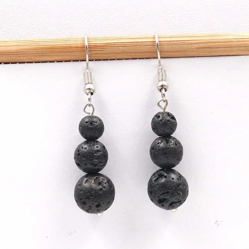XSM натуральная вулканическая лава серьги капли для женщин сделай сам 6 мм 8 10