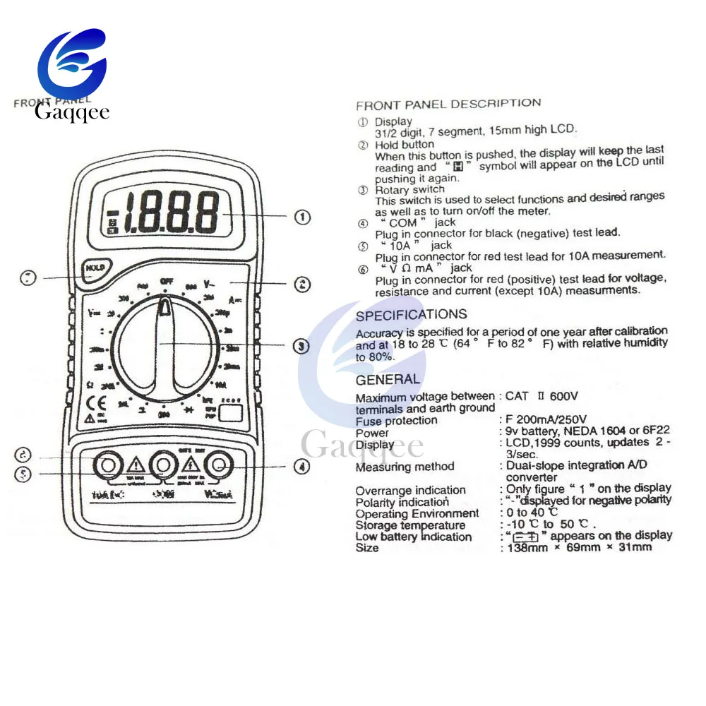 Портативный цифровой мультиметр XL830L с ЖК дисплеем и подсветкой|Мультиметры| |