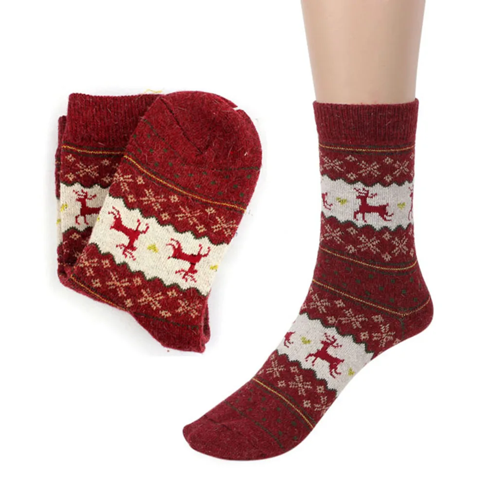 

Christmas elk Socks Mid-calf Sock kawaii Gift Women Socks Warm Wool Winter Sock Female Thermal Funny Socks chaussettes skarpetki