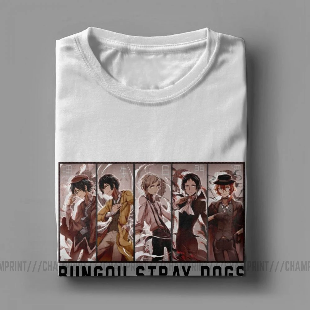 Мужские футболки с аниме рисунком собак Bungou хлопковая футболка коротким рукавом