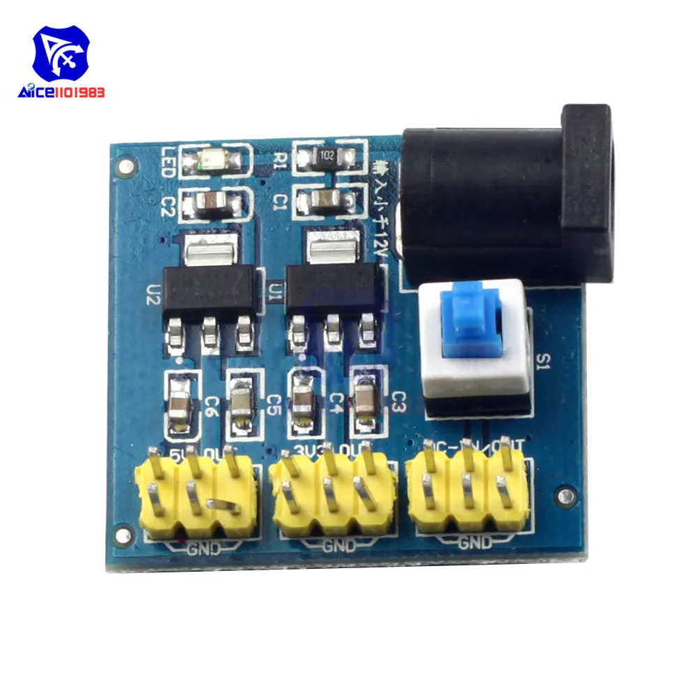 2.1*5.5 DC Power Converter Buck Step Down Supply Module DC-DC 6-12V to 3.3V 5V 800mA Indicator for Arduino | Электронные