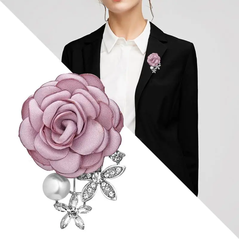 Женская ткань искусство жемчуг цветок брошь булавка кардиган рубашка Шаль