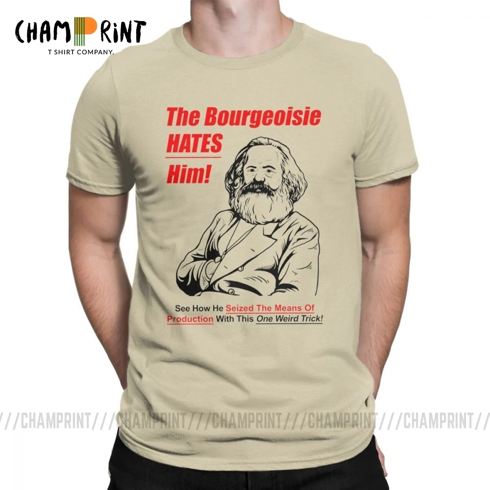 Мужская футболка для отдыха The borgeoisie хлопковая Футболка с символикой Маркса