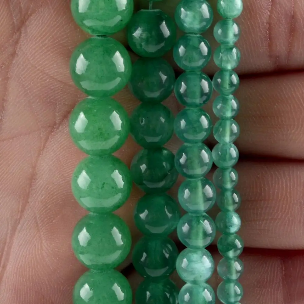 Natural Dark Green Jades Stone Beads Round Space Loose For Jewelry Making 4mm-10mm DIY Handmade Bracelets Jewellery 15&quot | Украшения и