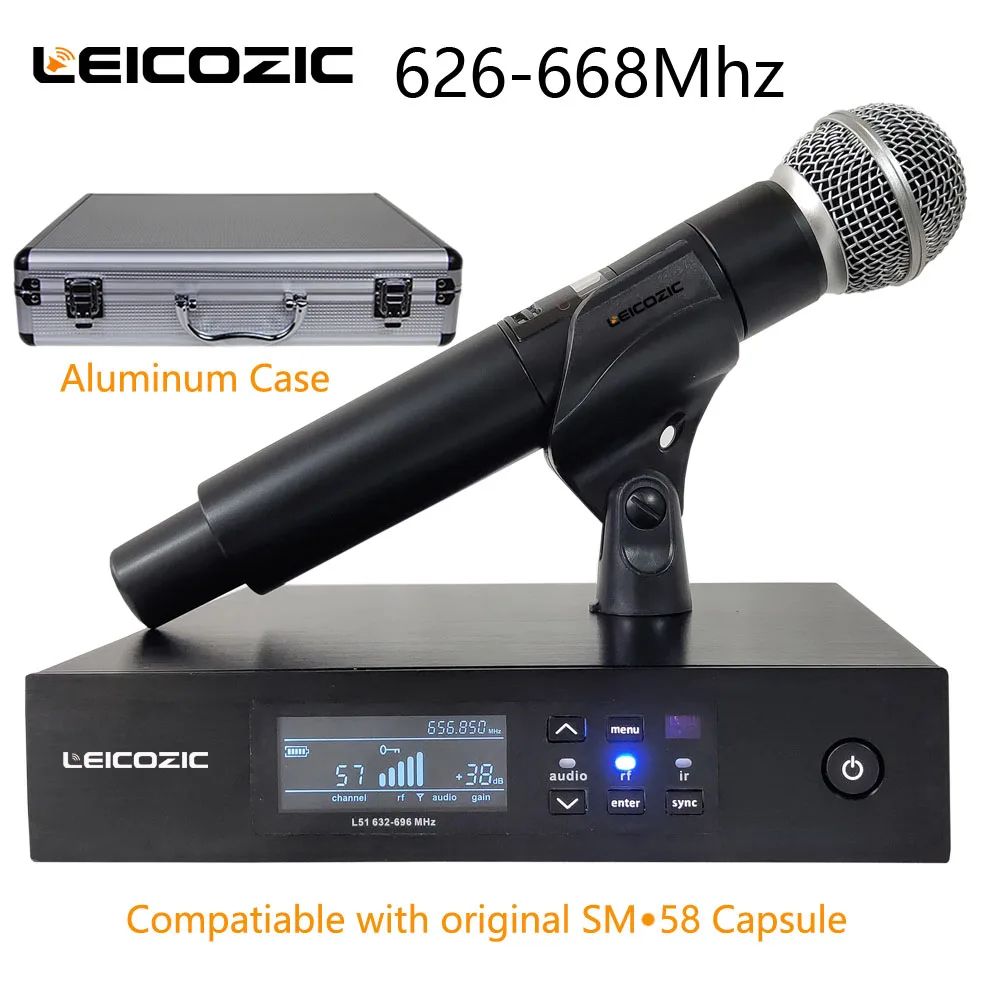 Case Packing Leicozic QLXD цифровой микрофон Беспроводная система QLXD4 ручной микрофон одноканальный работает с оригинальной SM-58A капсулой 628-668 МГц - Цвет: Case Packing