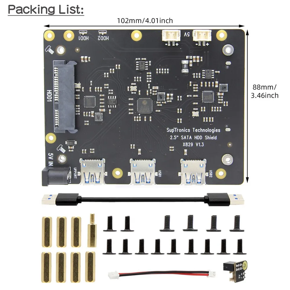 Raspberry Pi X829 двойная Плата расширения для жесткого диска/SSD SATA 2 5 дюйма с кабелем USB 3 0