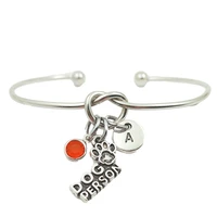 dog person retro creative initial letter monogram birthstone adjustable bracelet fashion jewelry women gift pendant