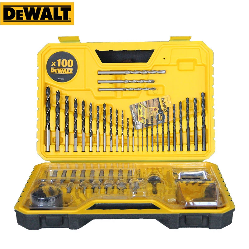 

Набор многофункциональных комбинированных сверл DEWALT, 100 шт., набор сверл с черной пластиковой коробкой, набор сверл