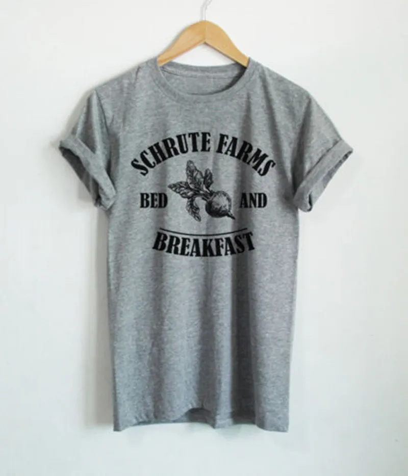 

Schrute Farms Bed and Breakfast Women's Tshirts Radish Print Funny Cute Short Sleeve Tees Tops Harajuku Loose Femme T-shirts