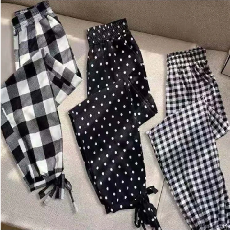 Женские летние свободные брюки брюки-султанки с рисунком повседневные женские