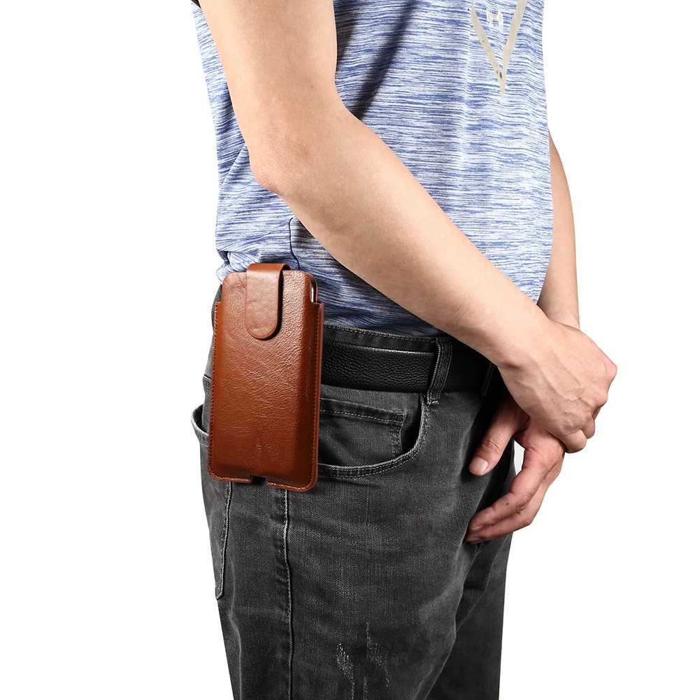 

Bag for Cellphone Pouch Leather Case for Flip Wallet Cover Belt Clip Waterproof Phone Bag Retro Universal Waist Phone Bag Belt