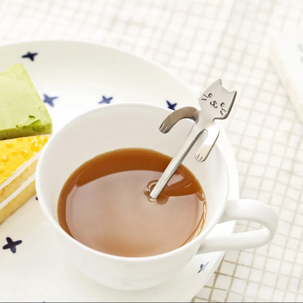 1 шт. Милая ложка в виде кошки столовые приборы инструменты для питья кухонный