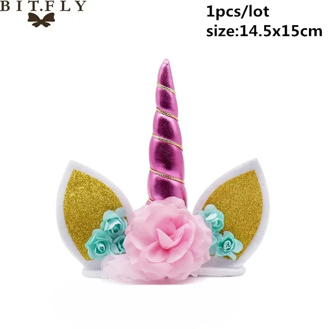 Unicorn horn B Вечерние одноразовые украшения в виде единорога, набор столовых приборов, ободок для волос в виде русалки, обертка для торта, для детского дня рождения, свадьбы - Цвет: Unicorn horn B