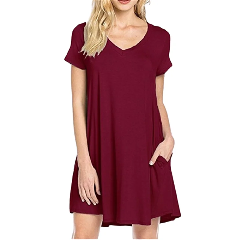 

Etstвенди, повседневные женские платья с V-образным вырезом и коротким рукавом, новое женское летнее платье с карманами, хорошее качество, одн...