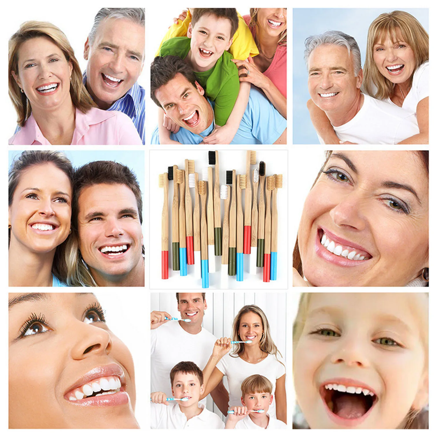 5 шт. Радуга зубная щетка из натурального бамбука Эко дружественных мягкой