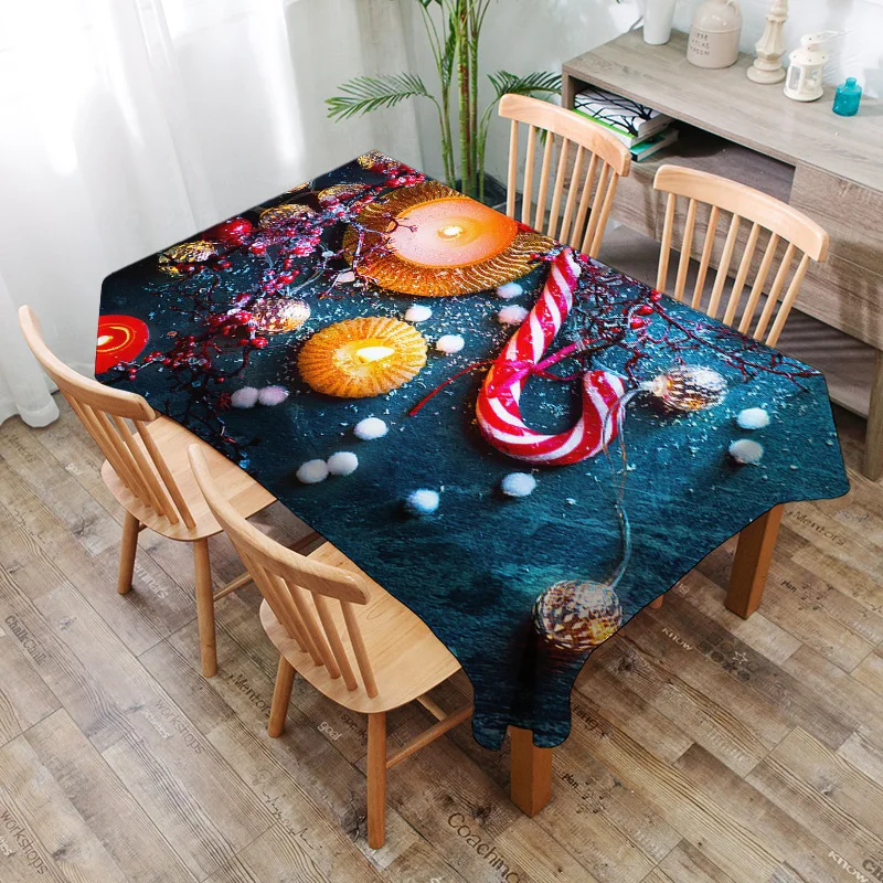 

Printed household tablecloth Christmas series polyester pattern washable decorative household waterproof tablecloth