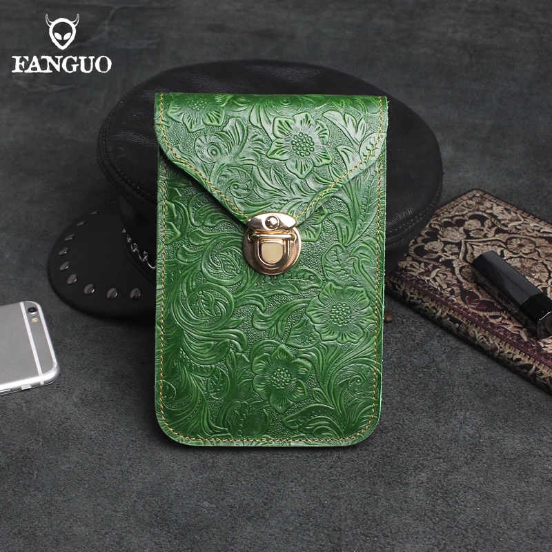 Универсальная сумка для сотового телефона из натуральной кожи с карманом на