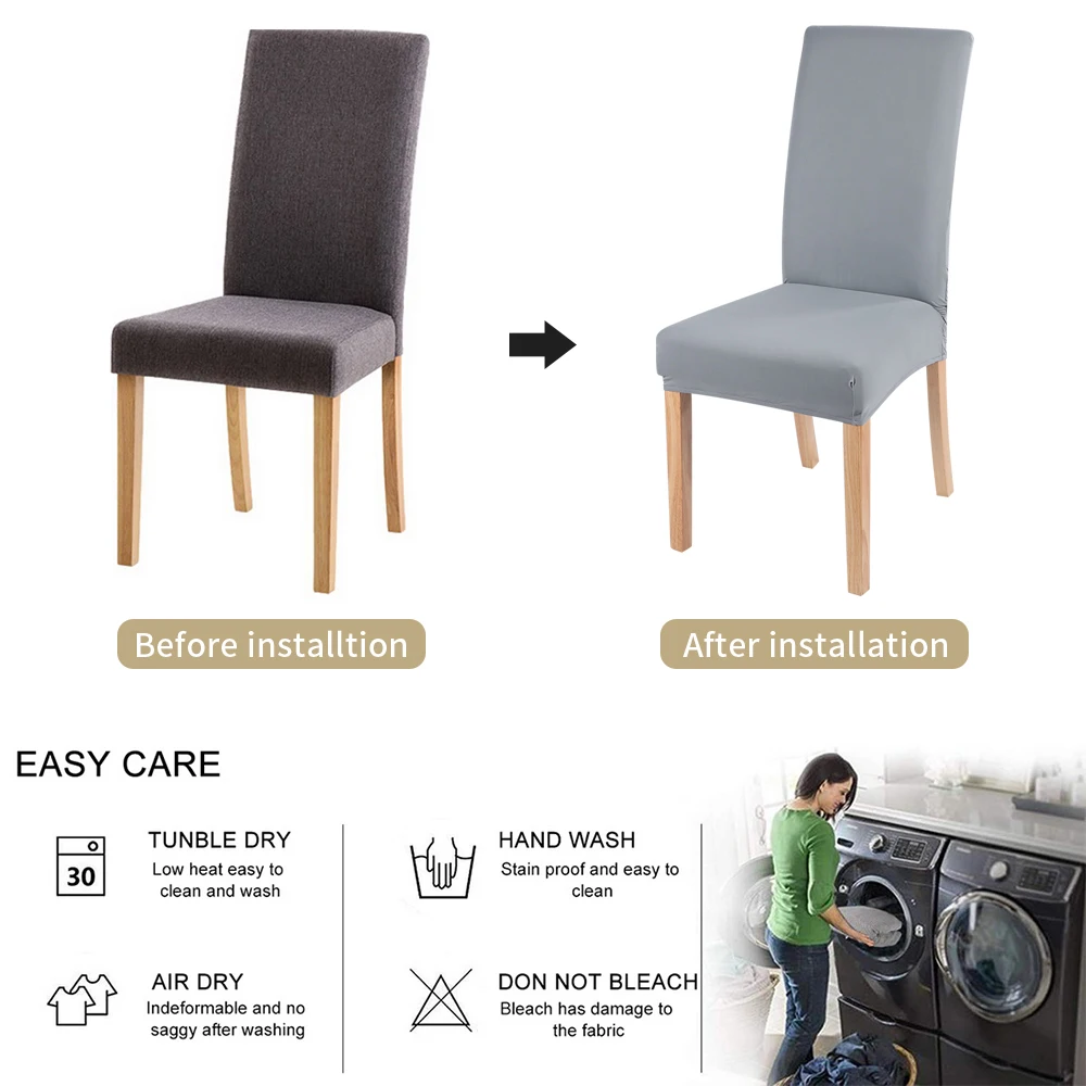 Твердые Цвет Кухня чехлы для стульев Съемный Анти грязный сиденья спандекс
