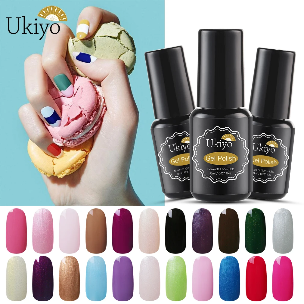 Ukiyo 8 мл чистый цветной Гель лак для ногтей Полупостоянный замачиваемый УФ