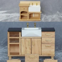 112 figure scene accessories dollhouse miniature mini furniture bathroom cabinet with drawer model fit 12 bjd doll action