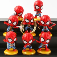 marvel avengers spider man 8pcs action figure q version anime figure model toys cute cake decoration creative gift for children