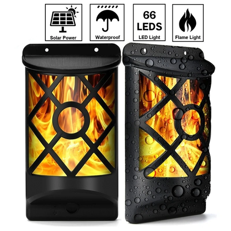 Фонарь на солнечной батарее с мерцающим пламенем водонепроницаемый