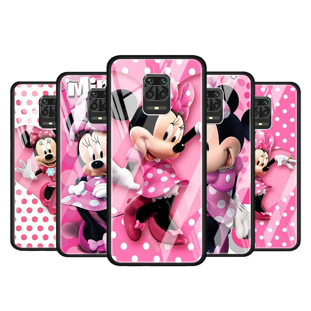 

Minnie Disney Mouse Cute for Xiaomi Redmi Note 10 Pro Max 10S 9T 9S 9 8T 8 7 Pro 5G Luxury Tempered Glass Phone Case Cover
