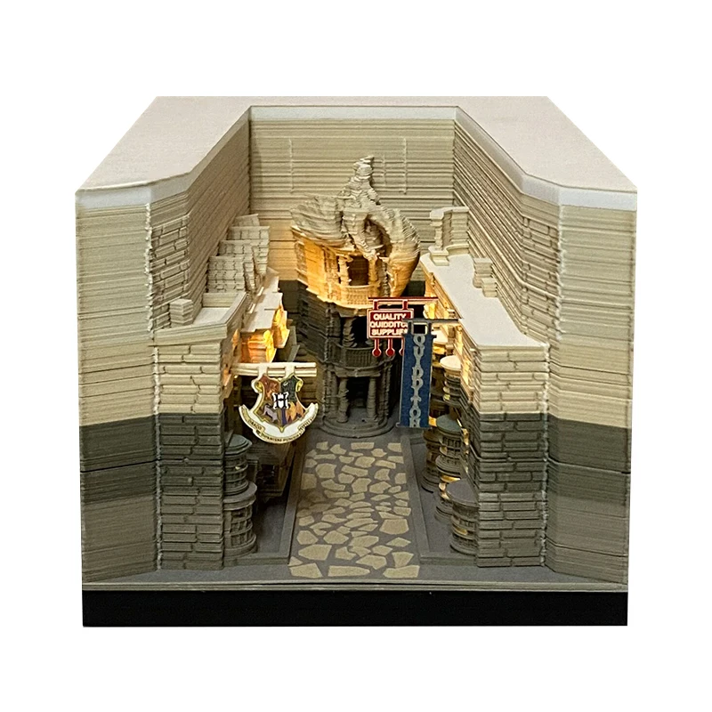 

213 Sheets 3D Memo Cubes Famous Movie Diagon Alley Diy House Notepads Led Light Omoshiroi Block Gifts Souvenirs Free Shipping