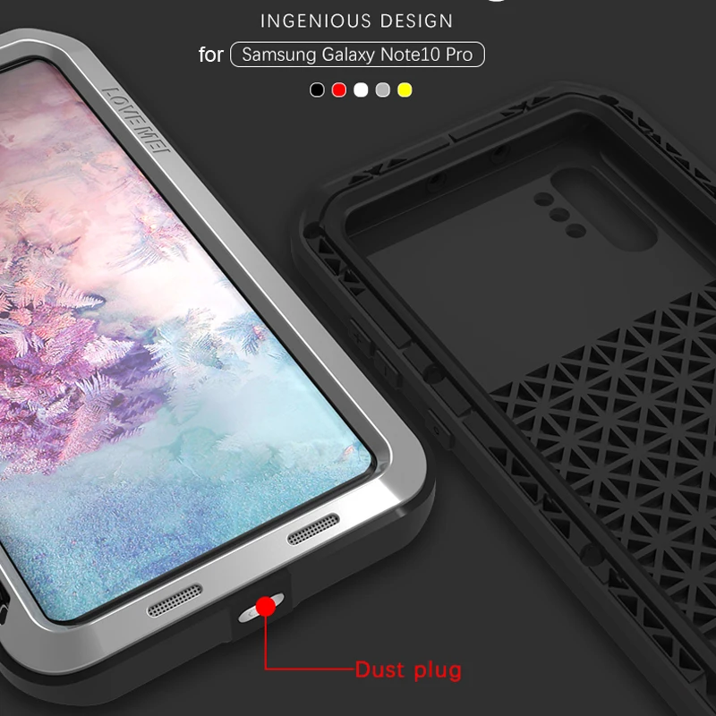 Чехол LOVE MEI для Samsung Note 10 водонепроницаемый металлический мощный чехол телефона