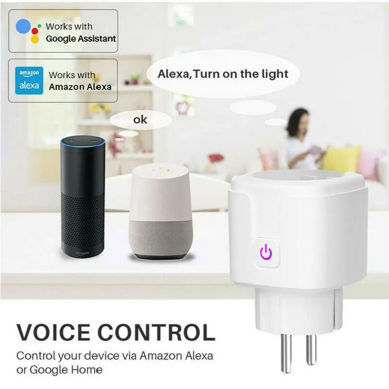 

Smart Plug WiFi Socket EU 16A Power Monitor Timing Function Tuya SmartLife APP Control Works With Alexa Google Assistant