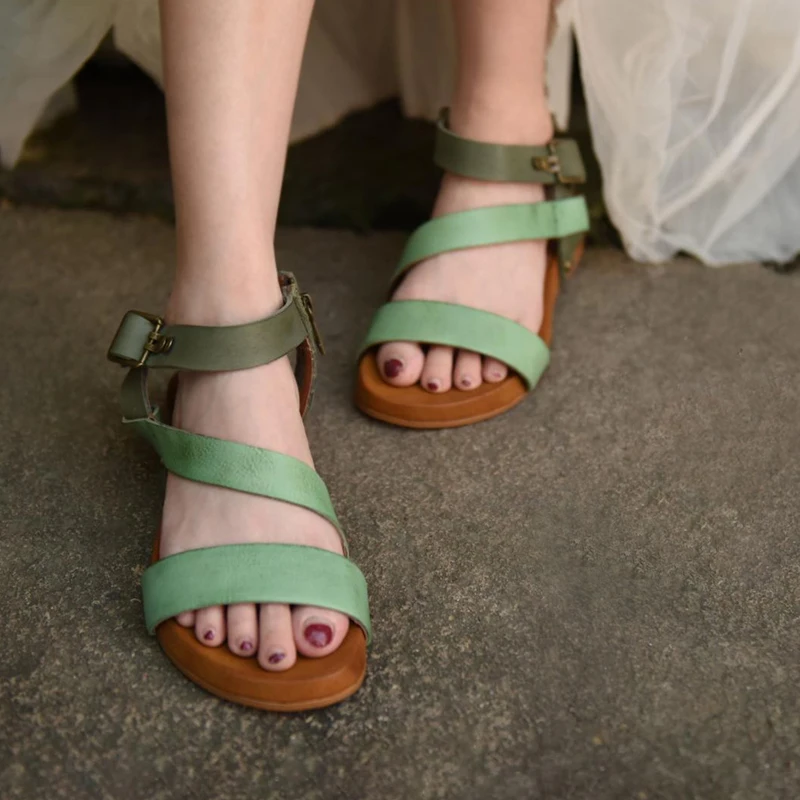 

Artmu Original Fashion Women Sandals 2021 New Gladiator Sandals Shoes Beach Sandals Summer Genuine Leather Shoes For Women INS