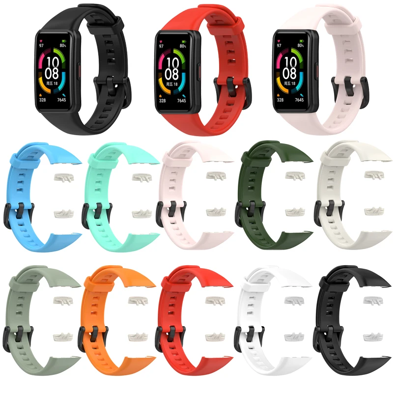 

Soft Silicone Straps For Huawei Honor Band 6 Smart Watch Belt Wristband Replacement Sport Bracelet Bands Accessories strap