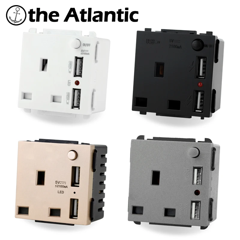 Модульная электрическая розетка 13 А два порта USB | Строительство и ремонт